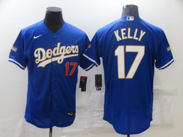 Men's Los Angeles Dodgers #17 Joe Kelly Royal Blue Championship Flex Base Sttiched Jersey